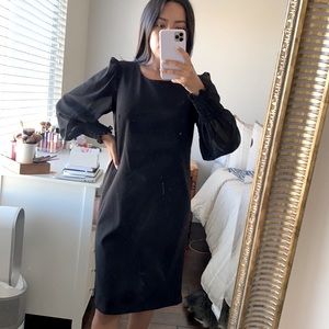 Black Loose Dress long see through sleeves
